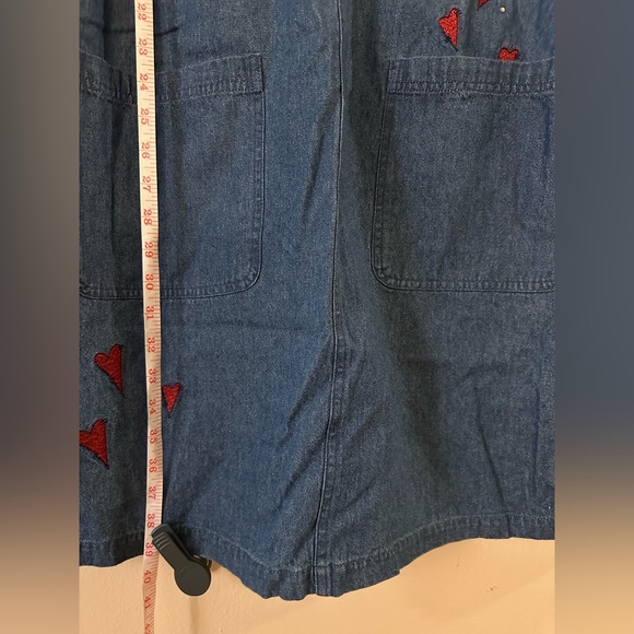 The Quacker Factory Denim Jumper Dress w/Red Hearts. XL Knee Length. NWT - Picture 5 of 8
